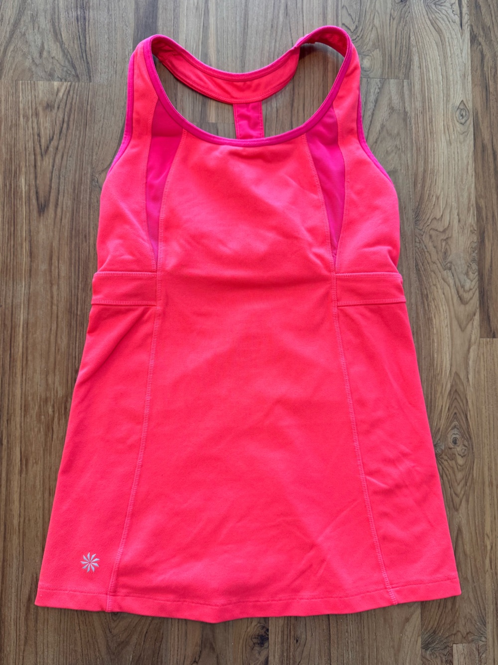 Athleta Athletic Tank Top Women’s XS Bright Coral T Back Built in Bra